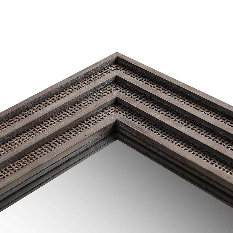 Image 6 Martha Stewart Gray Playa Rectangular Wood and Rattan Wall Mirror more views