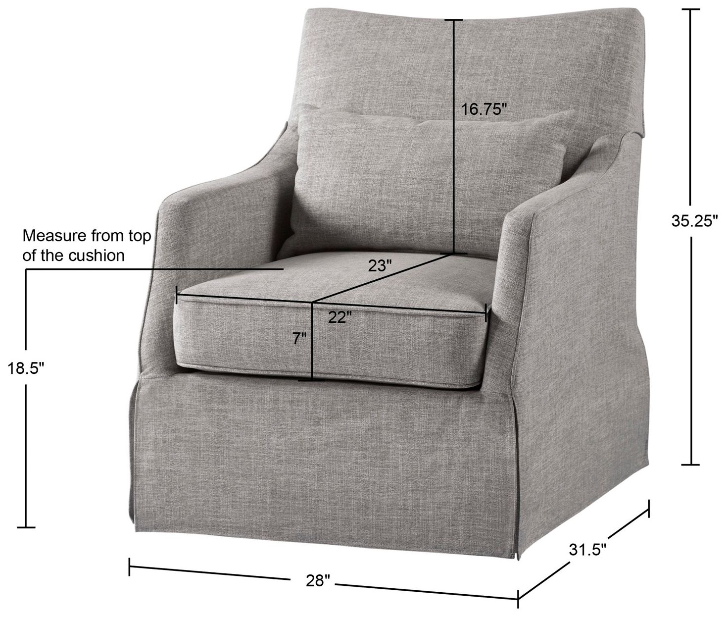 Martha Stewart Grey London Skirted Swivel Chair