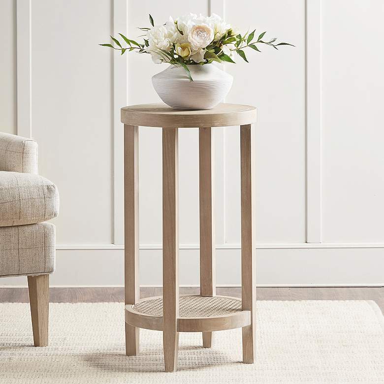 Image 1 Martha Stewart Harley 15" Wide Reclaimed Wheat Wood Round Accent Table
