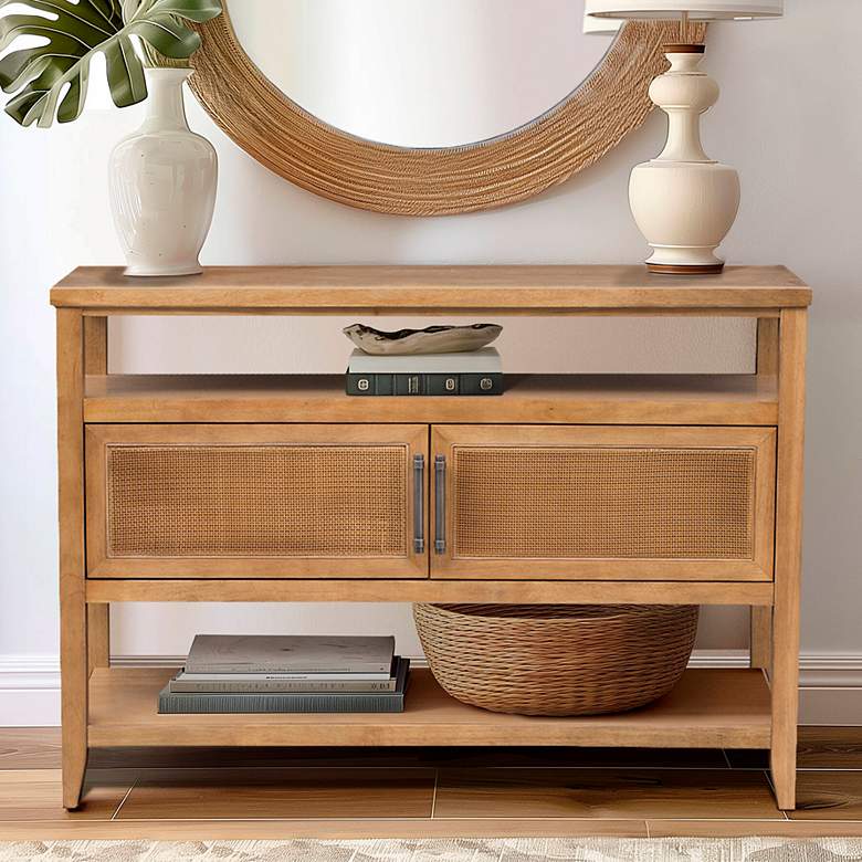 Image 1 Martha Stewart Honey Naomi 2 Door Storage Console Table