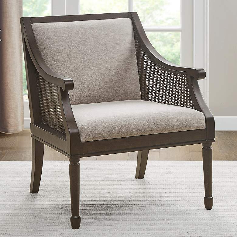 Image 1 Martha Stewart Isla Brown Jacquard Fabric Accent Armchair
