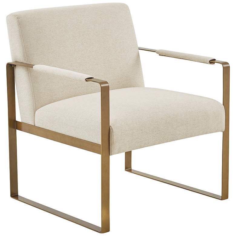 Image 2 Martha Stewart Jayco Cream Velvet Fabric Accent Chair