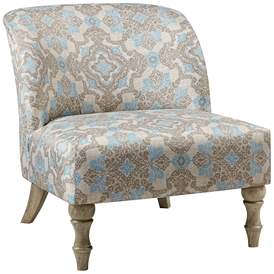 Image2 of Martha Stewart Maribelle Beige and Blue Fabric Accent Chair