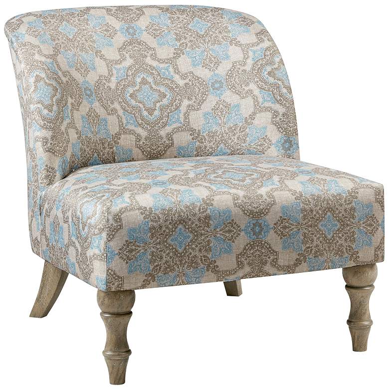 Image 2 Martha Stewart Maribelle Beige and Blue Fabric Accent Chair