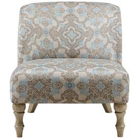 Image5 of Martha Stewart Maribelle Beige and Blue Fabric Accent Chair more views
