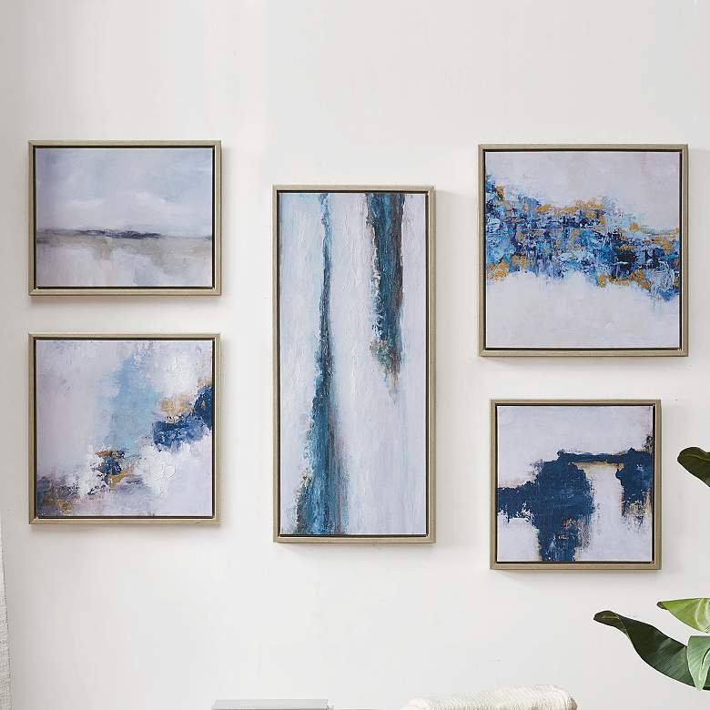 Image 1 Martha Stewart Multi Blue Drift Framed Embellished Canvas Gallery 5PC Set