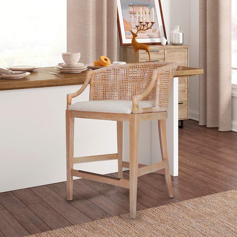 Image 6 Martha Stewart Playa Natural Whitewash Handcrafted Rattan Counter Stool more views
