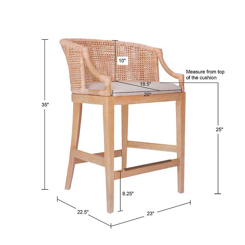 Image 7 Martha Stewart Playa Natural Whitewash Handcrafted Rattan Counter Stool more views