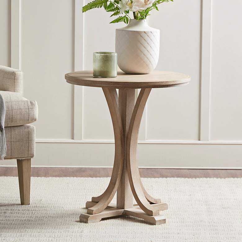 Image 2 Martha Stewart Reclaimed Wheat Fatima Round Accent Table