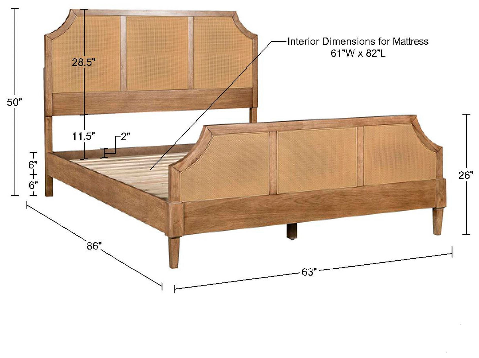 Martha Stewart Toasted Almond Salina Woven Cane Queen Platform Bed