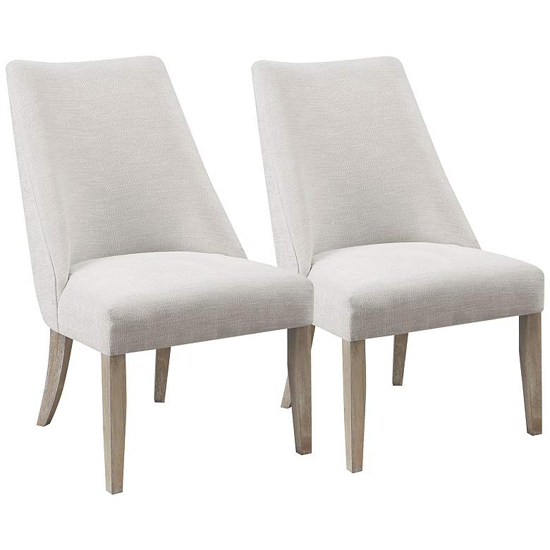 Image 2 Martha Stewart Winfield Ivory Fabric Dining Chairs Set of 2