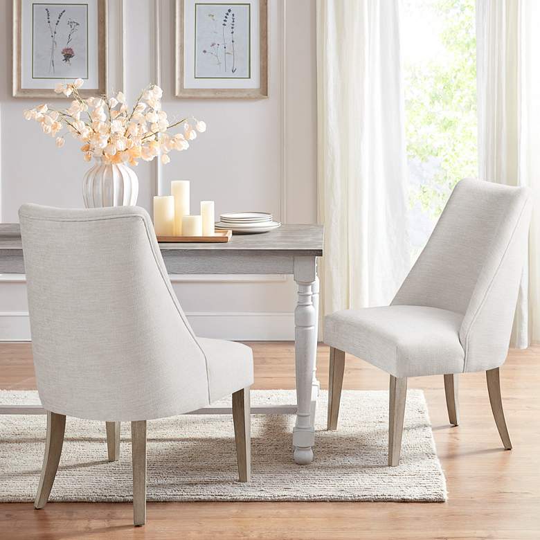 Image 1 Martha Stewart Winfield Ivory Fabric Dining Chairs Set of 2