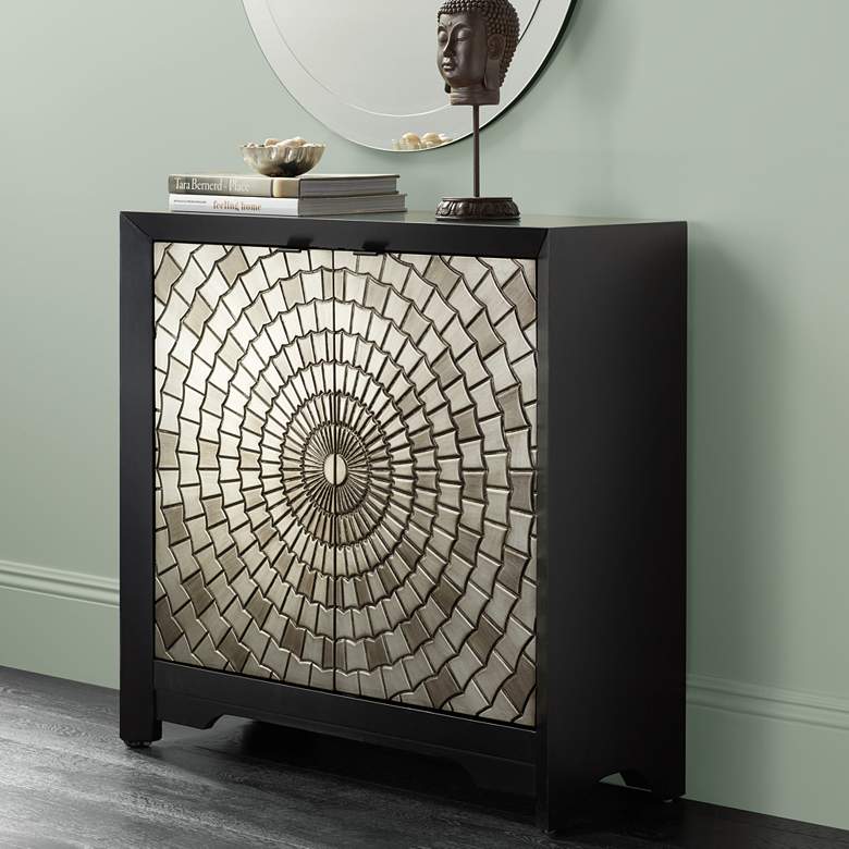 Image 1 Martin 38" Wide Black and Pewter Mosaic 2-Door Accent Chest