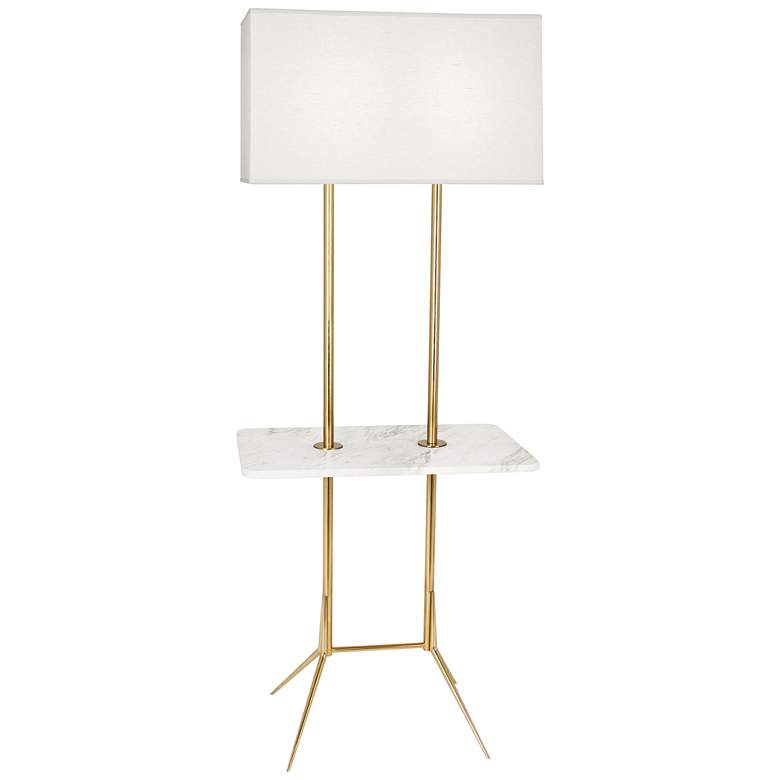 Image 1 Martin 60 1/2 inchH Modern Brass Floor Lamp with Marble Table