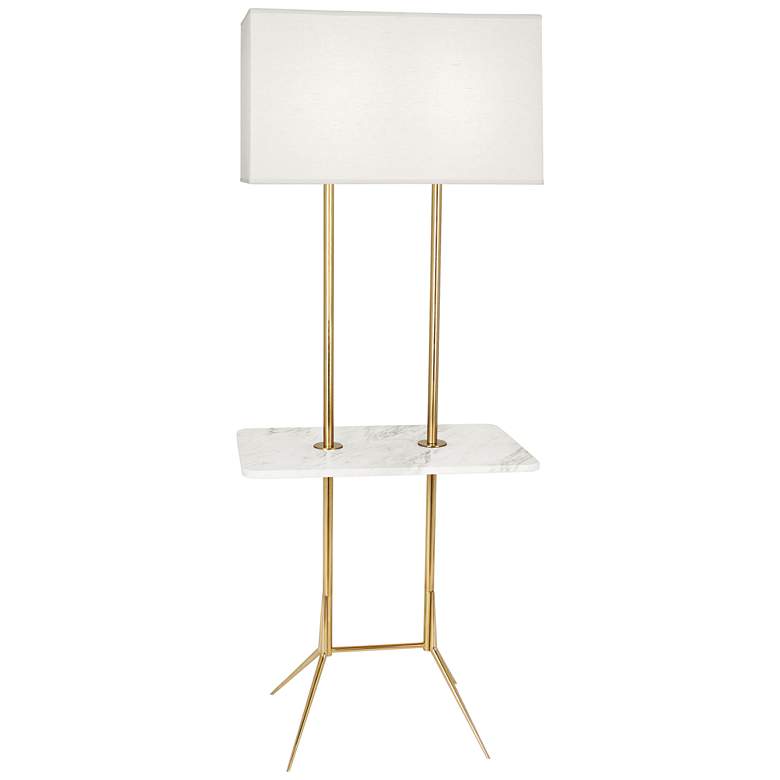 Image 1 Martin 60 1/2"H Modern Brass Floor Lamp with Marble Table