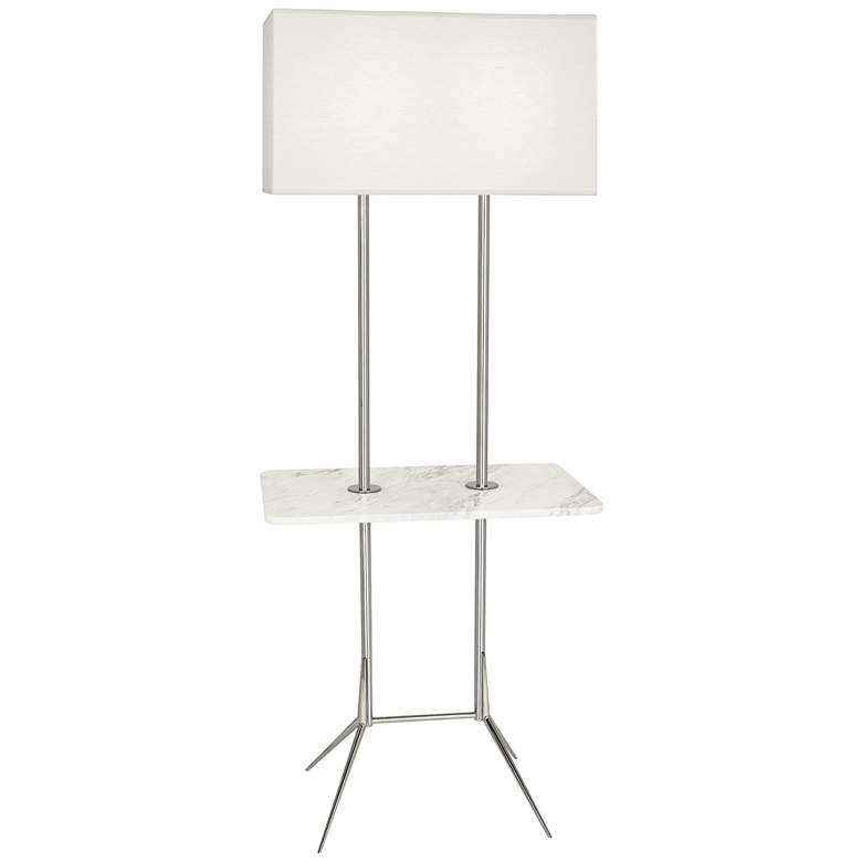Image 1 Martin 60 1/2 inchH Modern Nickel Floor Lamp with Marble Table