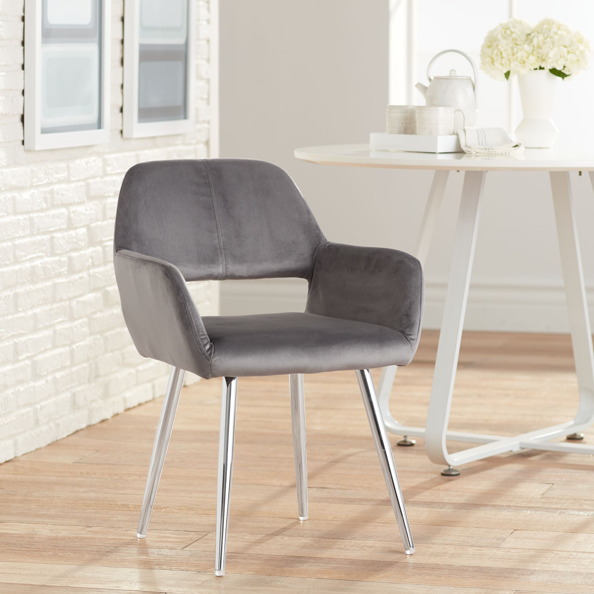 fabric dining chairs with chrome legs