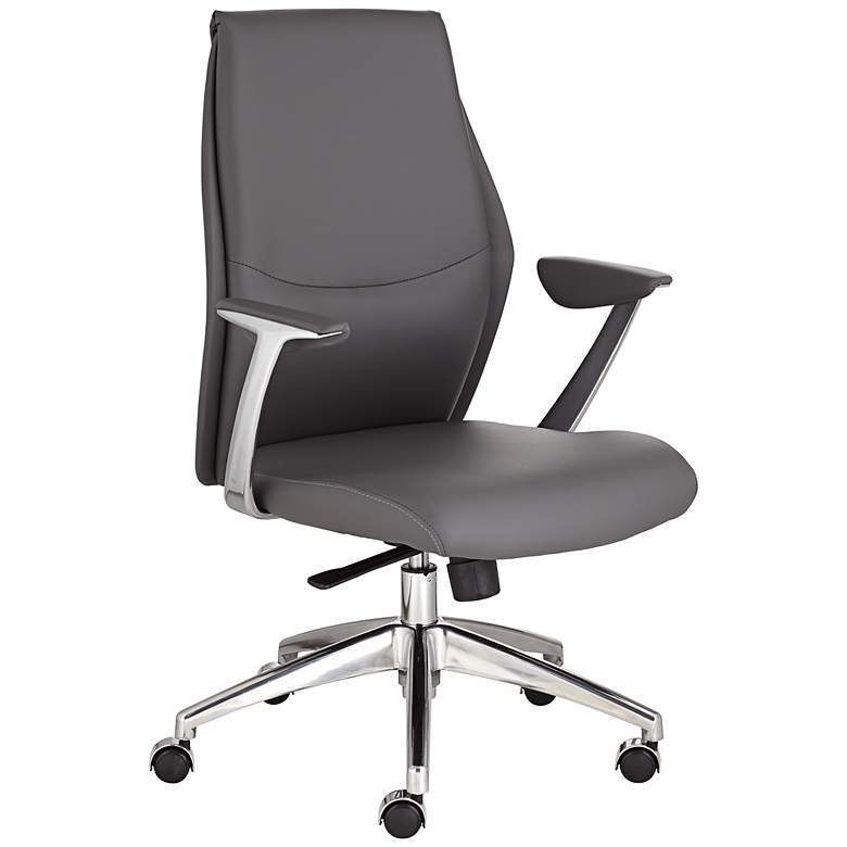 Image 1 Martin Gray Faux Leather Low Back Aluminum Office Chair