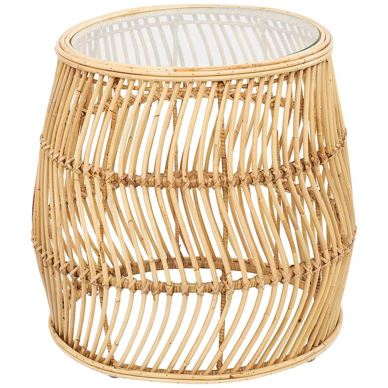 Image 2 Martine 21 1/4" Wide Natural Brown Wavy Rattan Accent Table