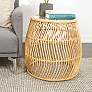 Martine 21 1/4" Wide Natural Brown Wavy Rattan Accent Table