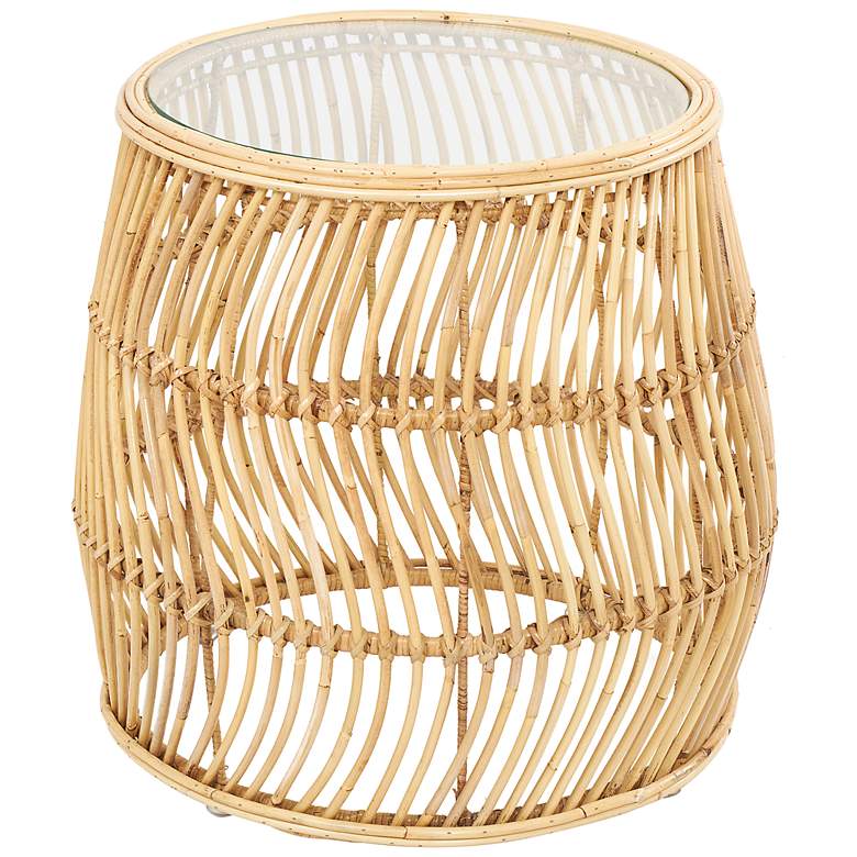 Image 6 Martine 21 1/4" Wide Natural Brown Wavy Rattan Accent Table more views