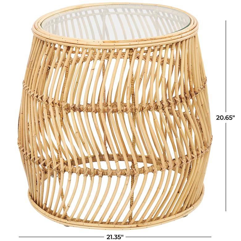 Image 7 Martine 21 1/4" Wide Natural Brown Wavy Rattan Accent Table more views