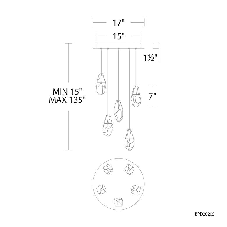 Image 2 Martini 17 inch Wide Polished Nickel 5-Light LED Pendant more views