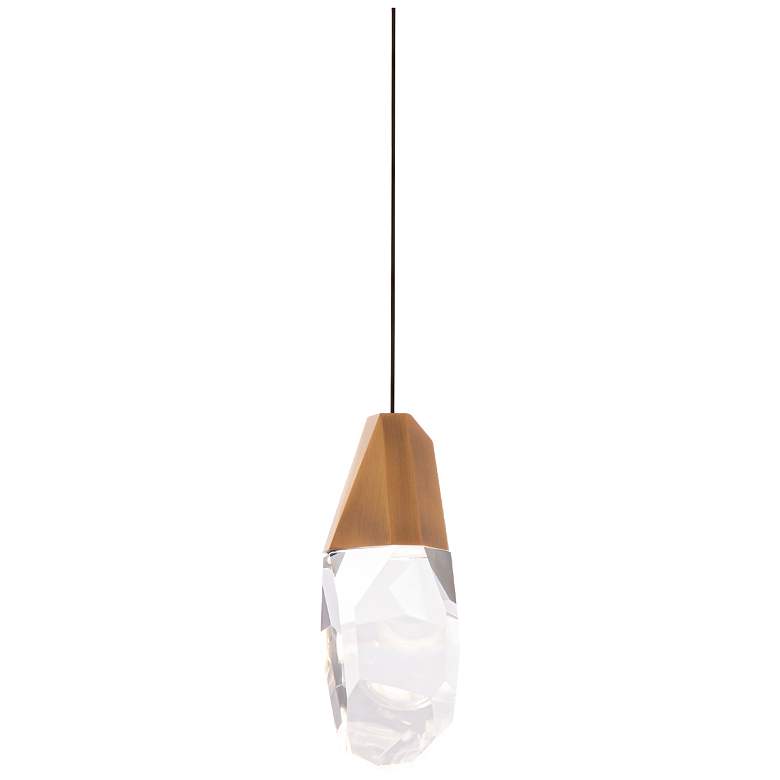 Image 1 Martini 6"W Aged Brass and Optic Crystal LED Mini Pendant