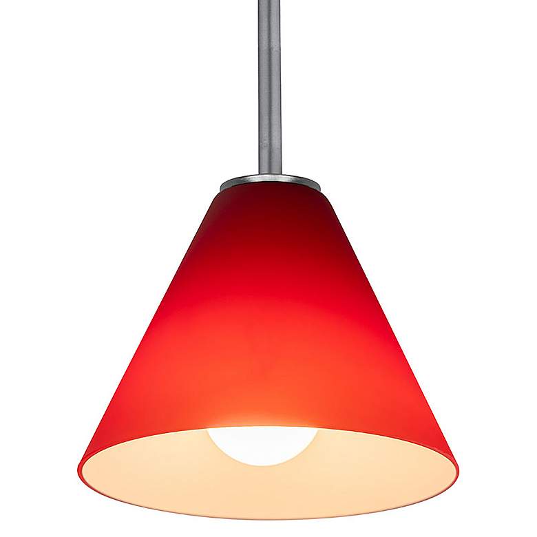 Image 5 Martini 7" Wide Brushed Steel Stem Hung LED Pendant w/ Red Glass Shade more views