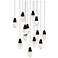 Martini 7"H x 20"W 13-Light Crystal Multi-Light Pendant in Black