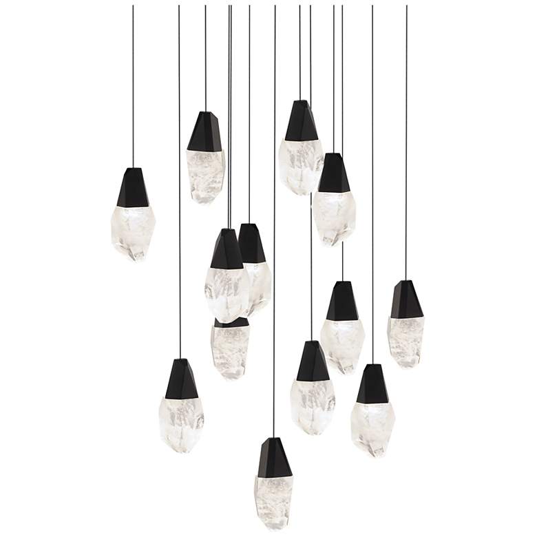Image 1 Martini 7"H x 20"W 13-Light Crystal Multi-Light Pendant in Black