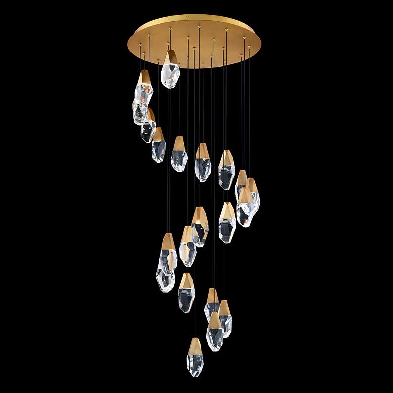 Image 2 Martini 7"H x 23"W 15-Light Crystal Multi-Light Pendant in Aged B more views