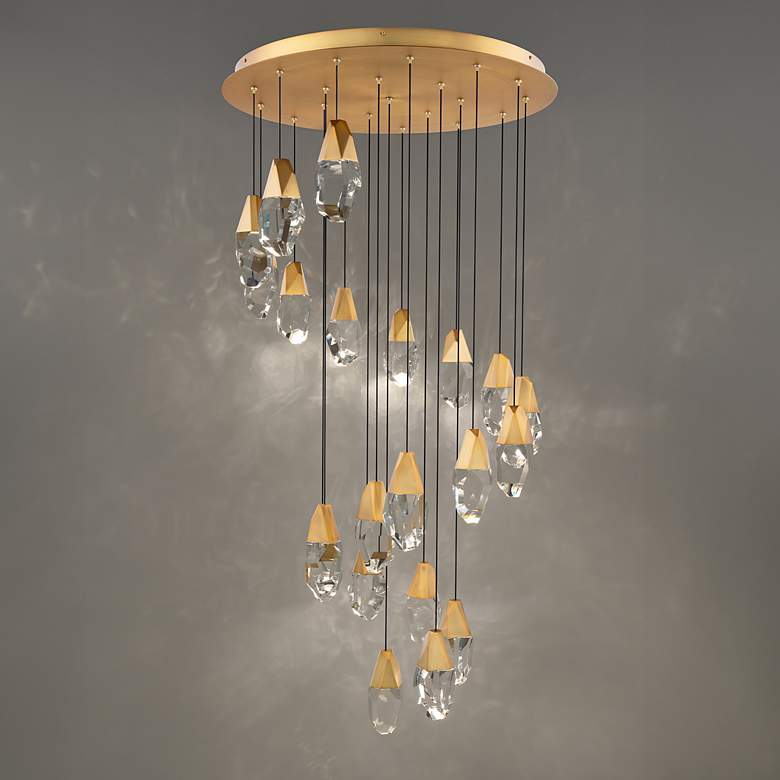 Image 3 Martini 7"H x 23"W 15-Light Crystal Multi-Light Pendant in Aged B more views