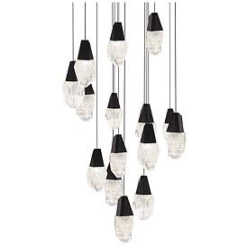 Image1 of Martini 7"H x 23"W 15-Light Crystal Multi-Light Pendant in Black