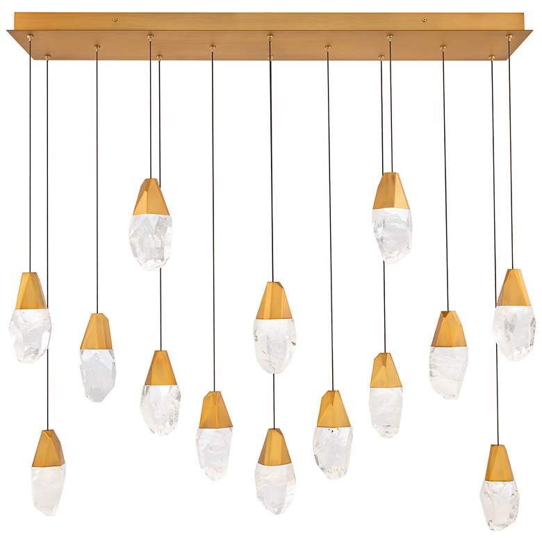 Image 1 Martini 7"H x 40"W 14-Light Crystal Multi-Light Pendant in Aged B