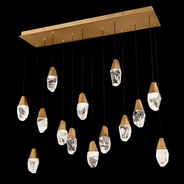 Image 2 Martini 7"H x 40"W 14-Light Crystal Multi-Light Pendant in Aged B more views