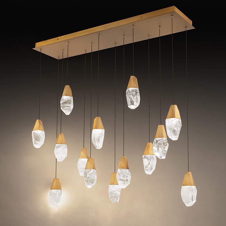 Image 3 Martini 7"H x 40"W 14-Light Crystal Multi-Light Pendant in Aged B more views
