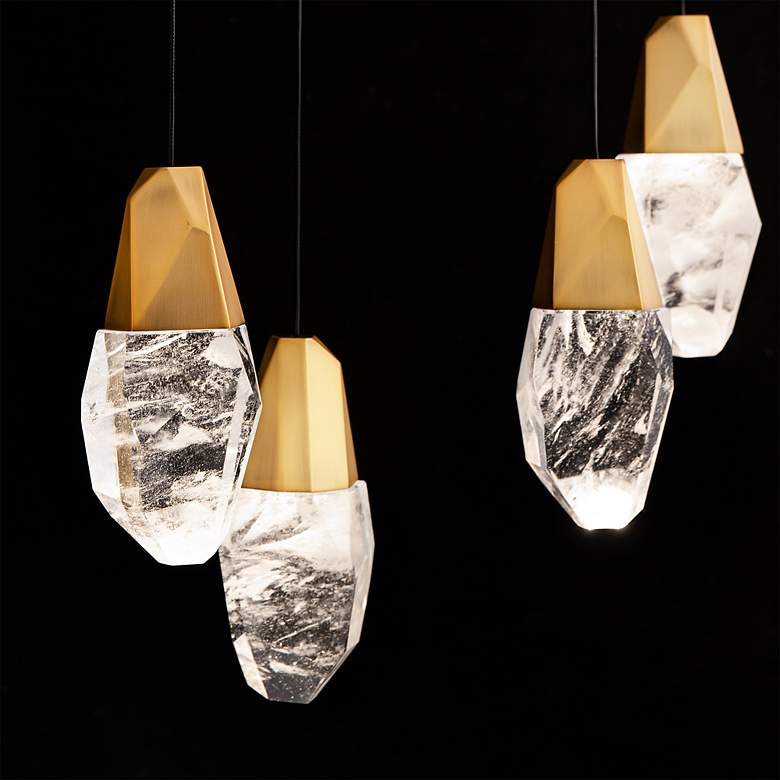 Image 4 Martini 7"H x 40"W 14-Light Crystal Multi-Light Pendant in Aged B more views