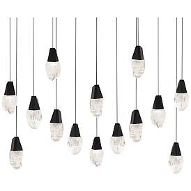 Image1 of Martini 7"H x 40"W 14-Light Crystal Multi-Light Pendant in Black