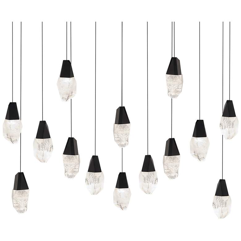 Image 1 Martini 7"H x 40"W 14-Light Crystal Multi-Light Pendant in Black