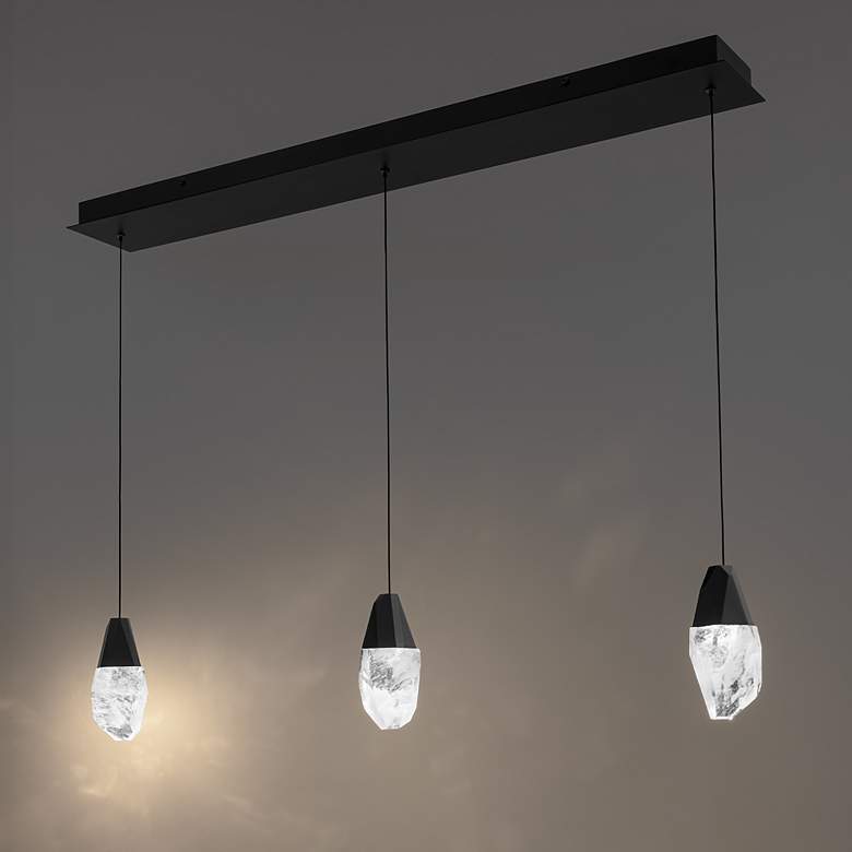Image 3 Martini 7"H x 40"W 3-Light Crystal Multi-Light Pendant in Black more views