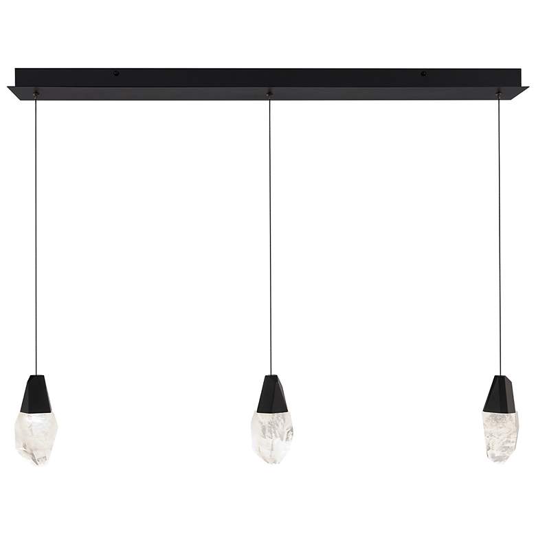 Image 1 Martini 7"H x 40"W 3-Light Crystal Multi-Light Pendant in Black