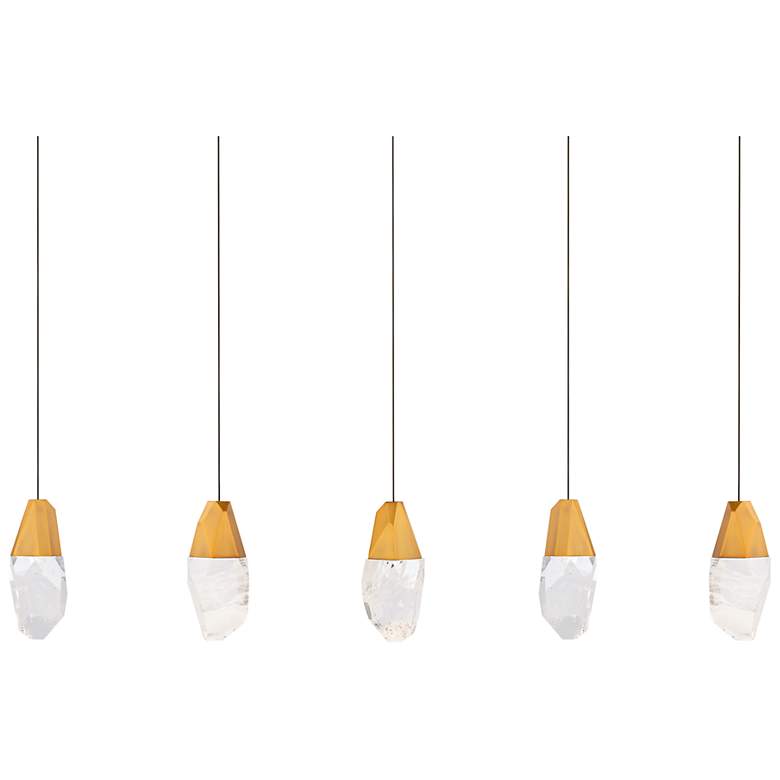 Image 1 Martini 7"H x 40"W 5-Light Crystal Multi-Light Pendant in Aged Br