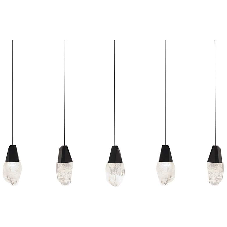 Image 1 Martini 7"H x 40"W 5-Light Crystal Multi-Light Pendant in Black
