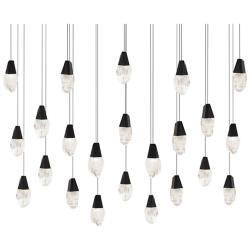 Martini 7"H x 53"W 23-Light Crystal Multi-Light Pendant in Black