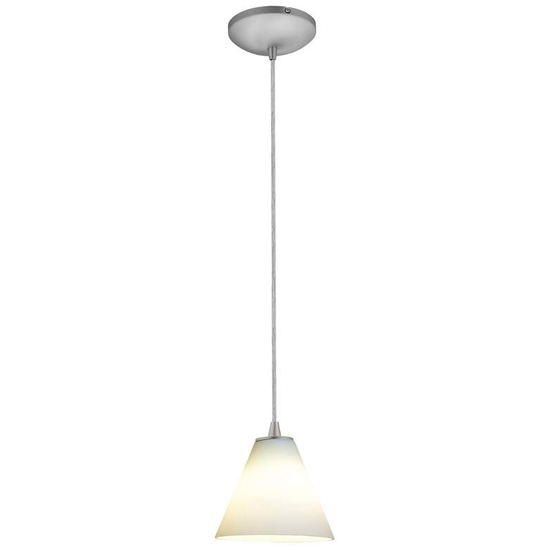 Image 1 Martini 7"W Brushed Steel and White Glass LED Mini Pendant