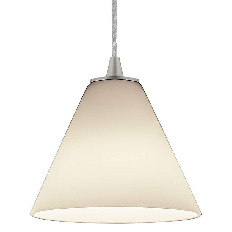Image 3 Martini 7"W Brushed Steel and White Glass LED Mini Pendant more views