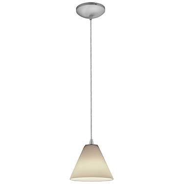 Martini 7"W Brushed Steel and White Glass LED Mini Pendant