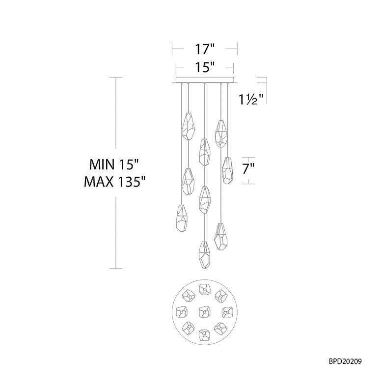 Image 2 Martini 9 Light LED Multi-Light Pendant more views