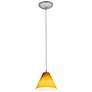 1_Martini - E26 LED Cord Pendant - Brushed Steel Finish - Amber Glass